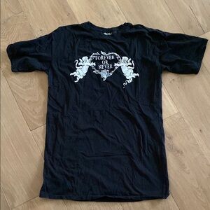 Motel Rocks Black Short Sleeve Tee with Cherub Design